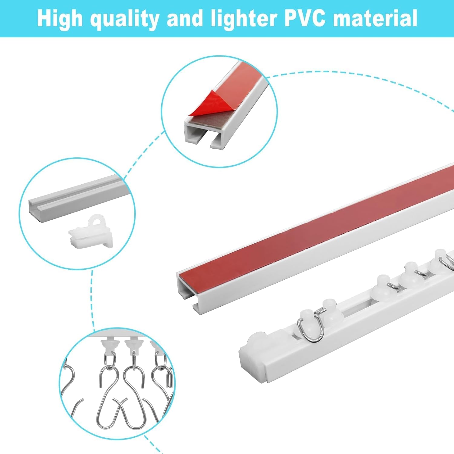 Thumbnail 4 de Poweka tringle à rideaux adhésive sans perçage (2,4 m) pour plafonds et murs