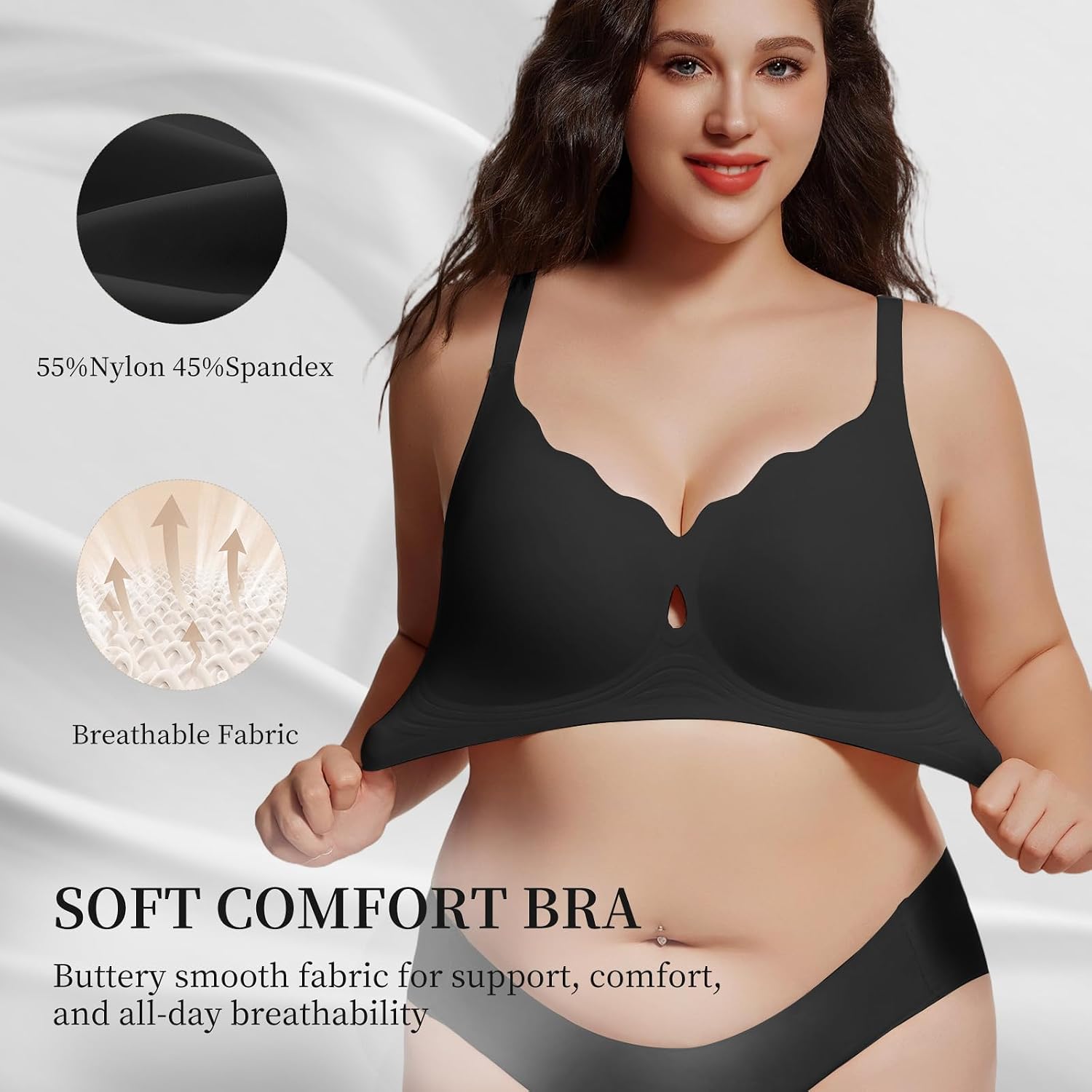Thumbnail 2 de UIMERO Jelly Wireless Bra for Women, Seamless Wave-Neck T-Shirt Bra