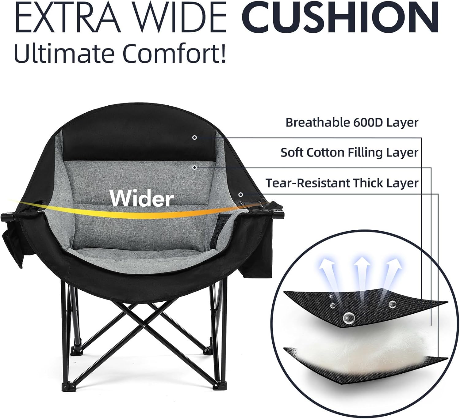Thumbnail 2 de Oversized Camping Chairs for Adults - Heavy Duty Padded XL Camp Chair by PUVASIA