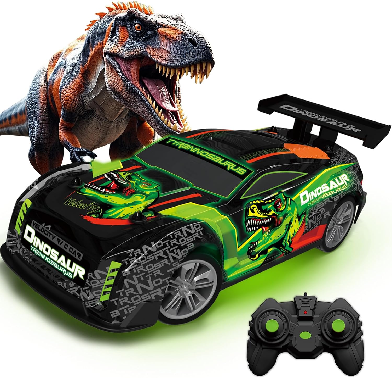 Detalle de PENGBU RC 3699-RC6 – samochód-dinozaur 1:16, 15 km/h, zielone światła