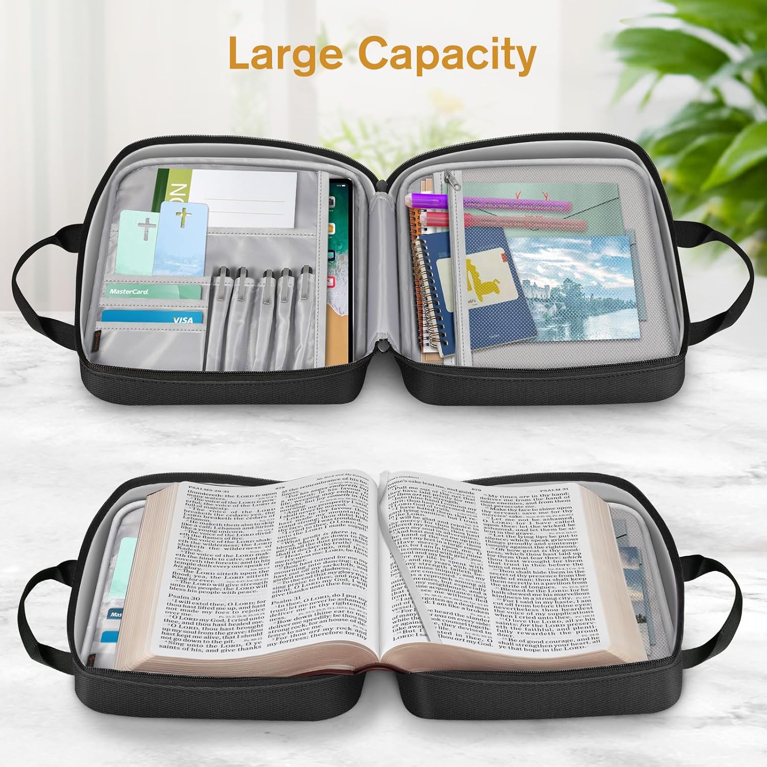Thumbnail 2 de FINPAC Large Bible Cover with Shoulder Strap, Handle, and Water-Resistant Canvas
