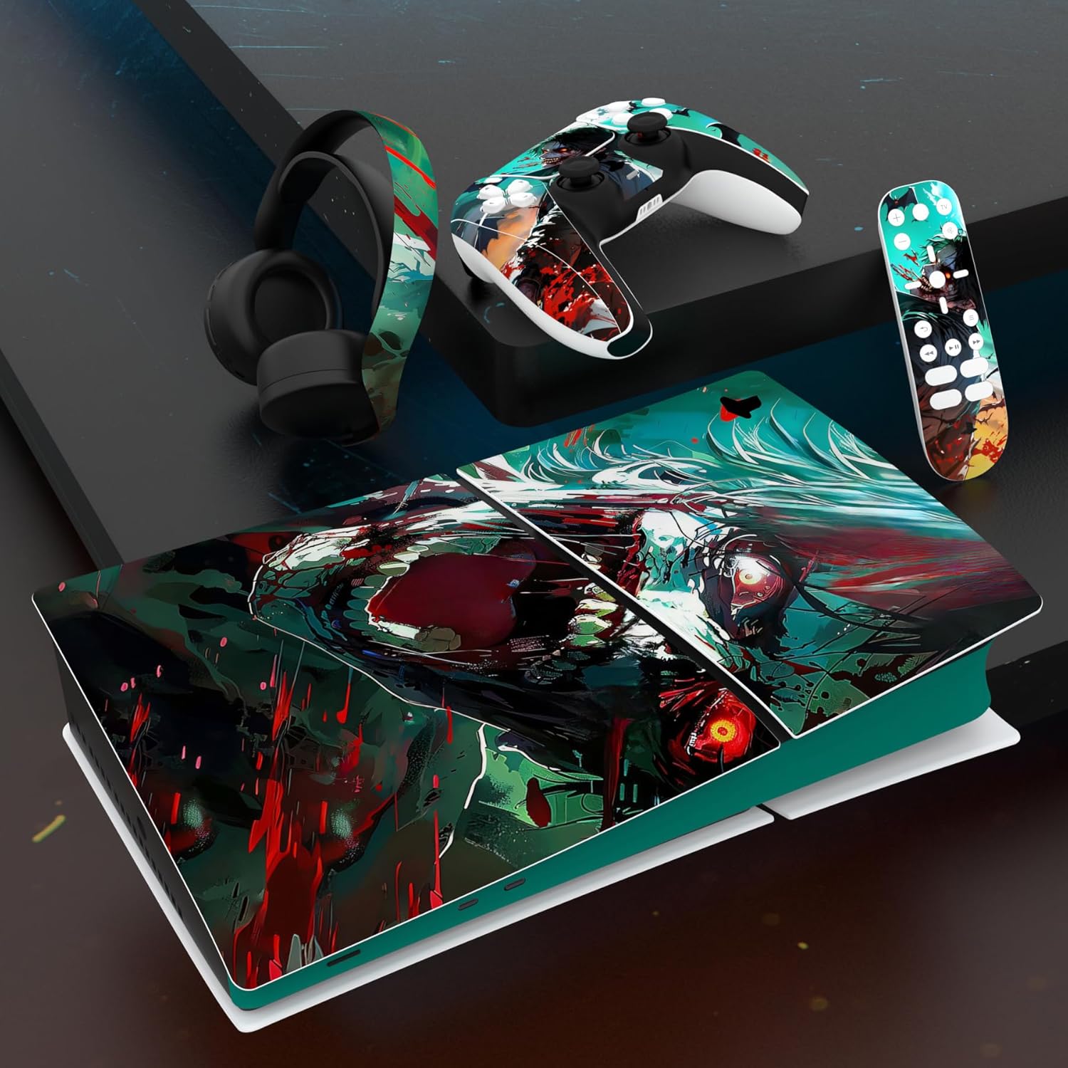 Detalle de PlayVital Full Set Skin Sticker for PS5 Slim Digital Edition — Raging Zombie
