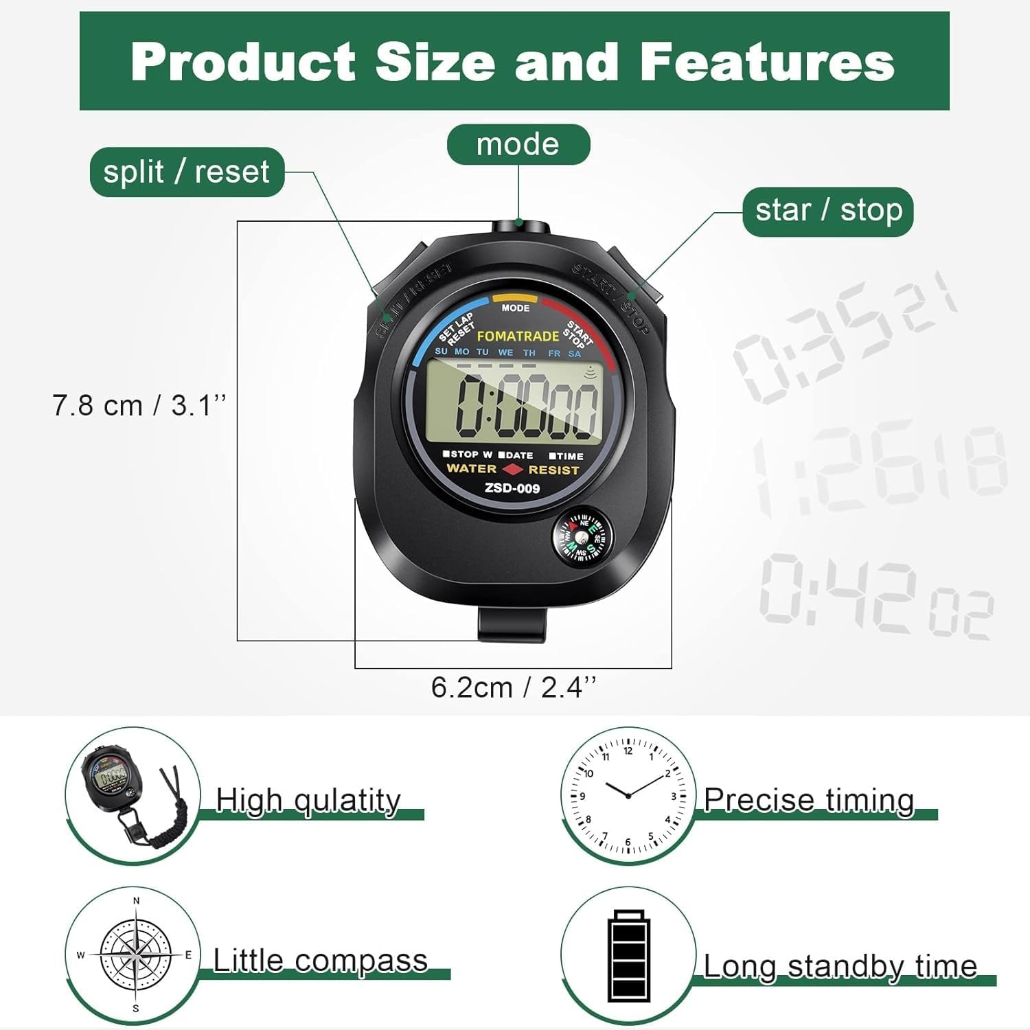 Detalle de Fomatrade digital stopwatch 8-pack