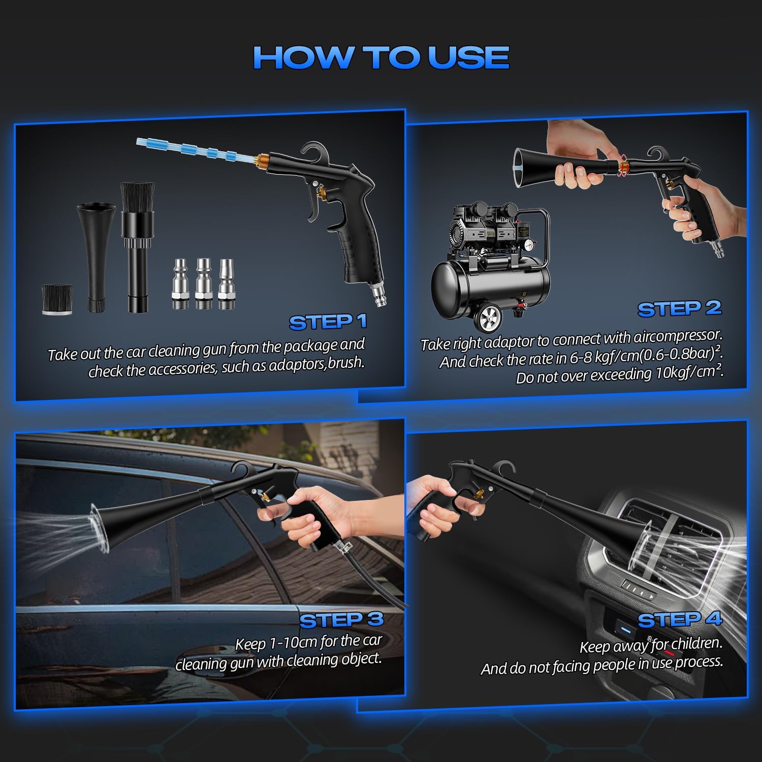 Detalle de BRNMLD Car Cleaning Gun Detailing Interior Dryer Air Blow Gun