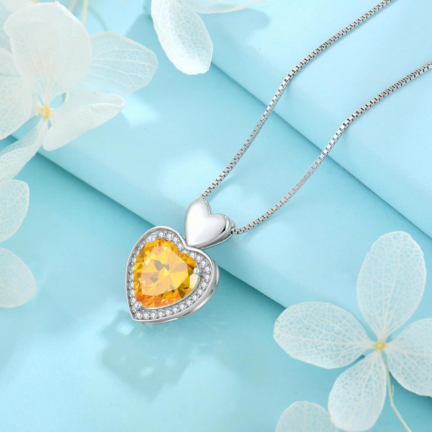 Thumbnail 3 de FJ Herz Kette Damen aus 925 Sterling Silber mit Geburtsstein und Anhänger (45+3 cm)