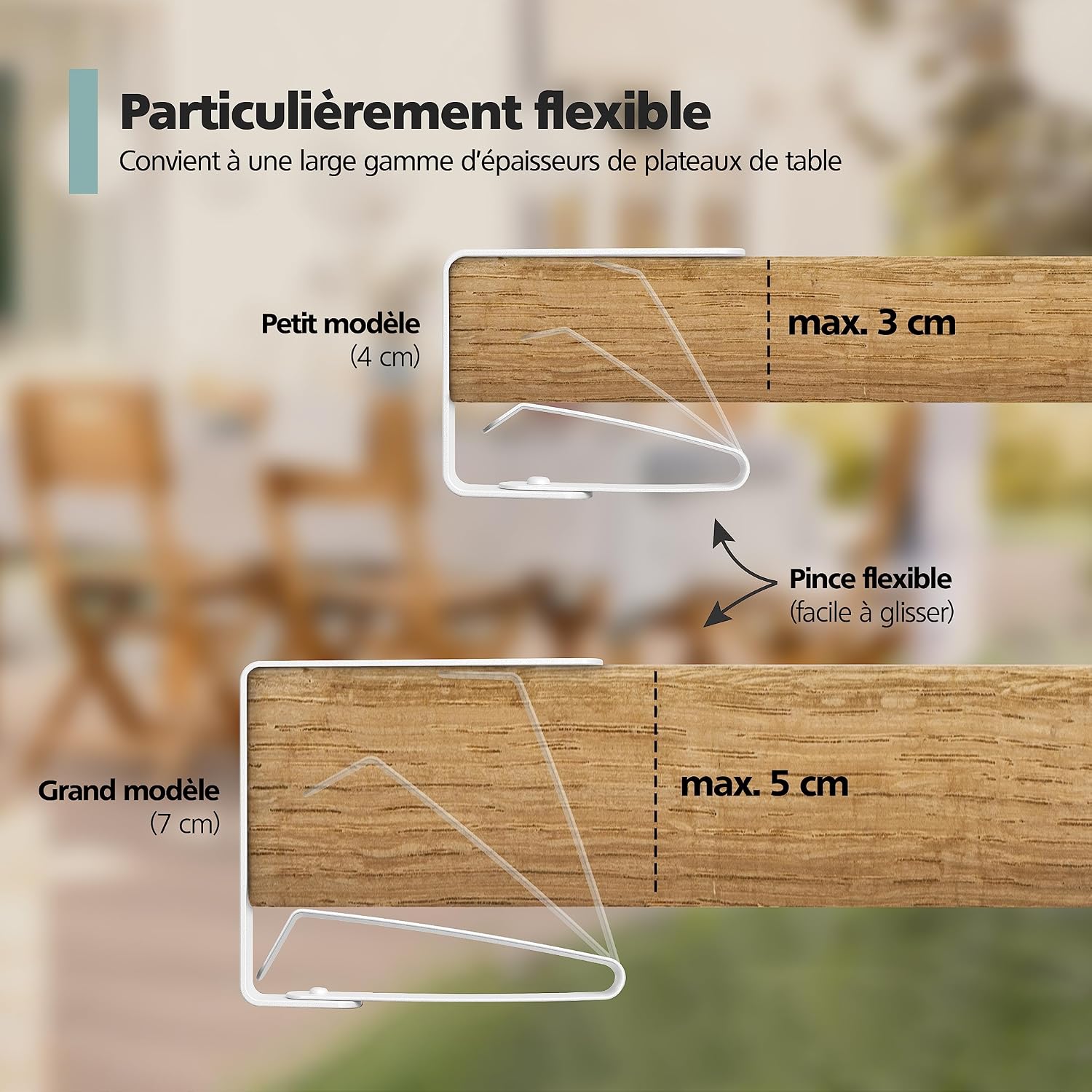 Thumbnail 1 de Virea lot de 8 pinces à nappe en acier inoxydable pour tables (jusqu’à 3 cm d’épaisseur)