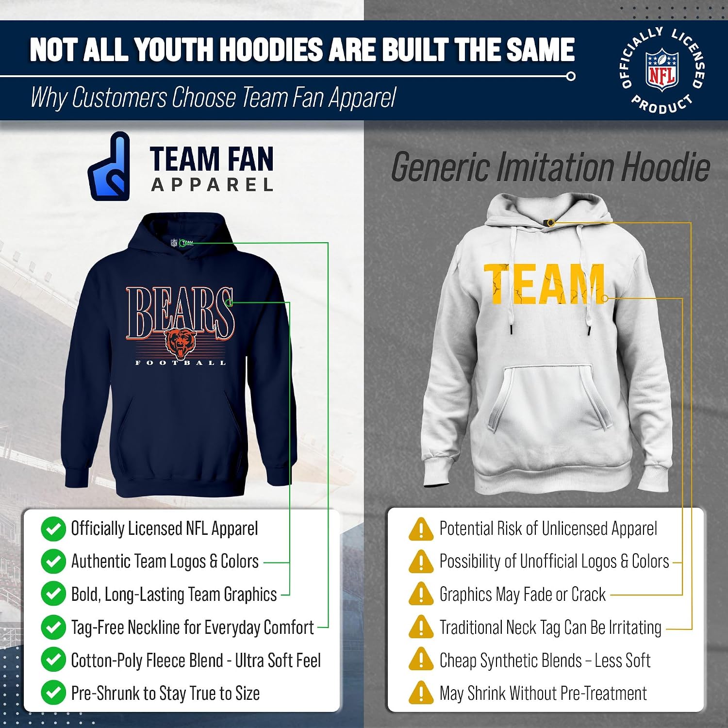 Detalle de NFL Youth Fleece Hoodie