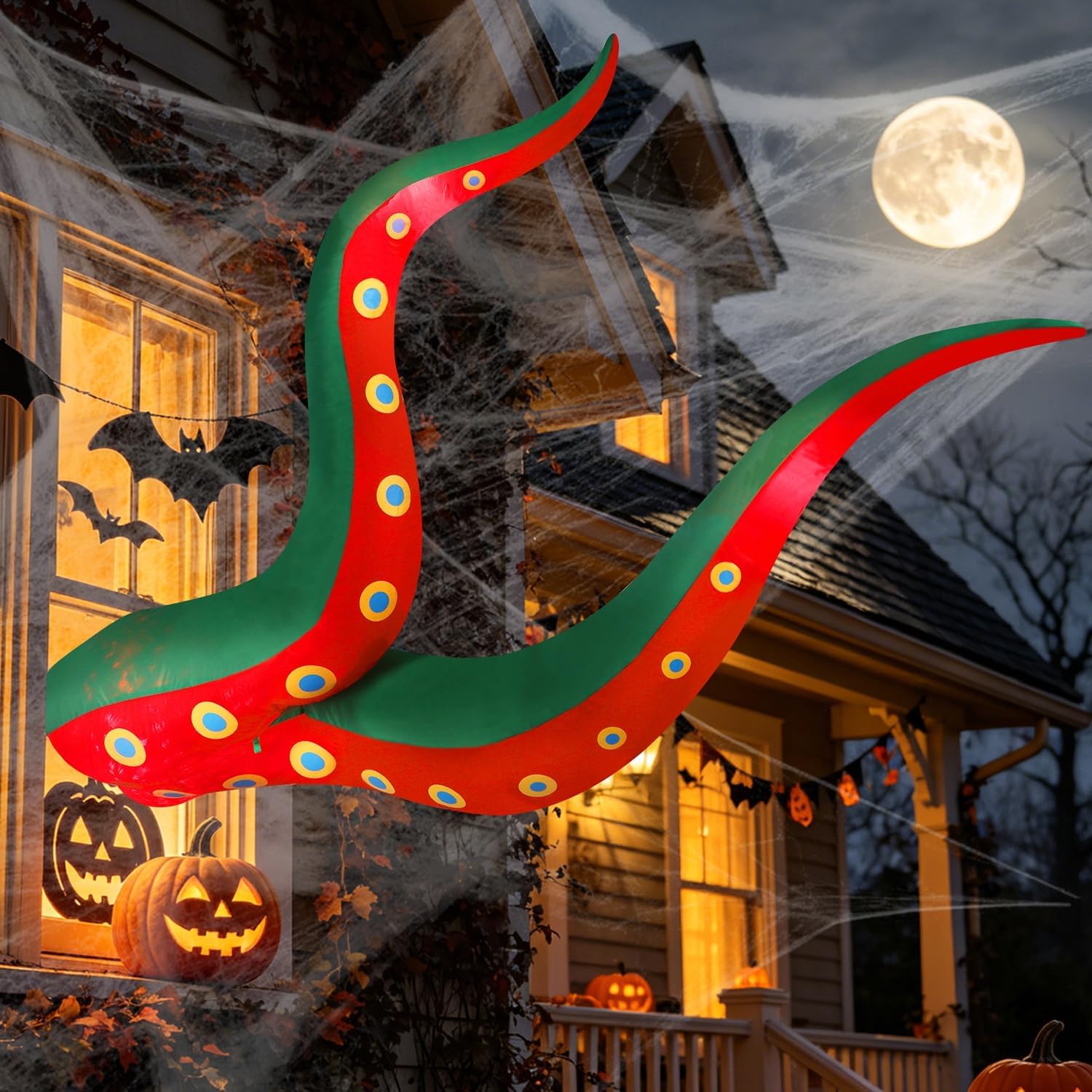 Detalle de Juegoal K1758C Inflatable Octopus Halloween Decoration with Red LEDs