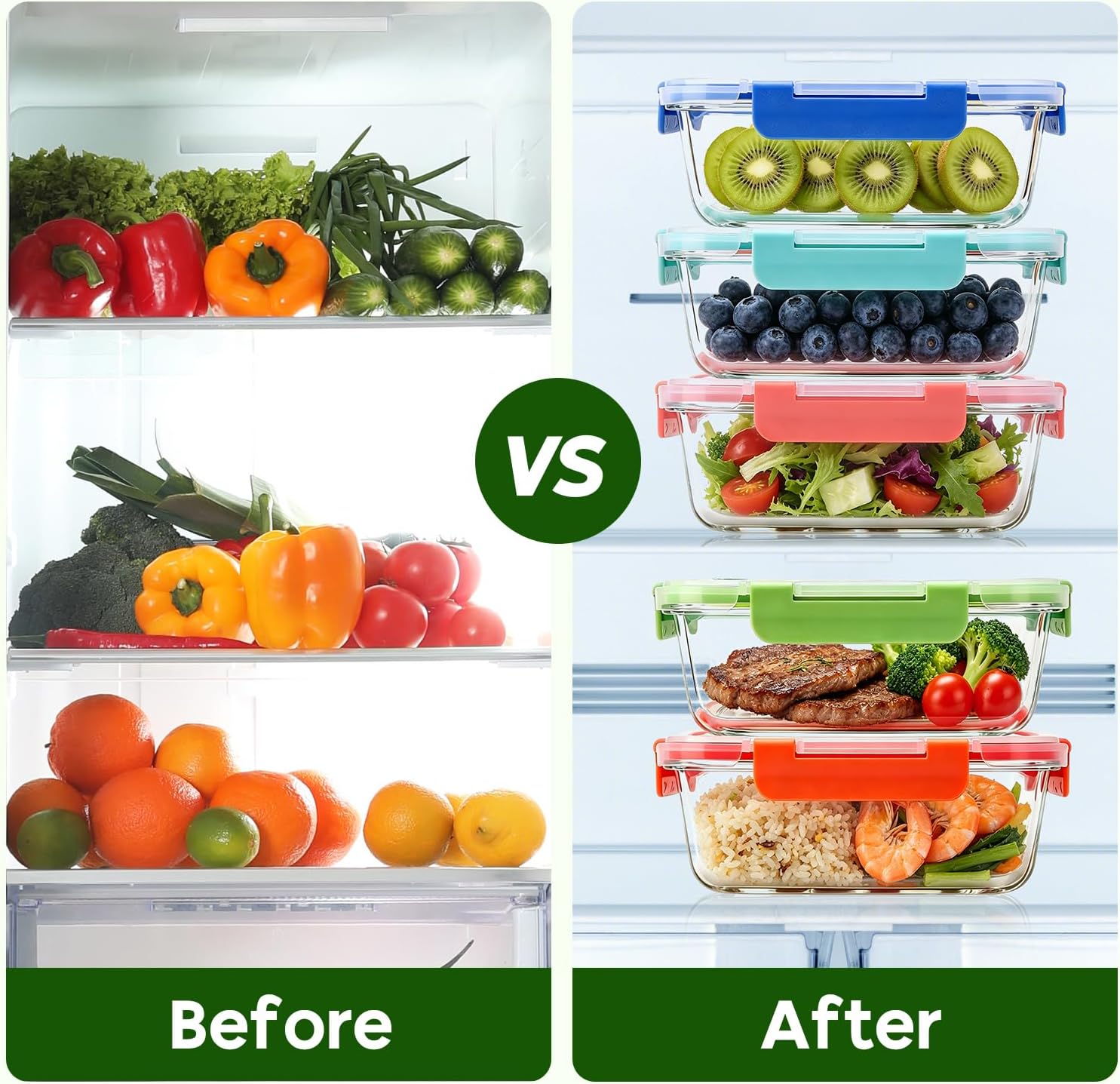 Thumbnail 5 de MEETOZ 10 Pack Glass Meal Prep Containers
