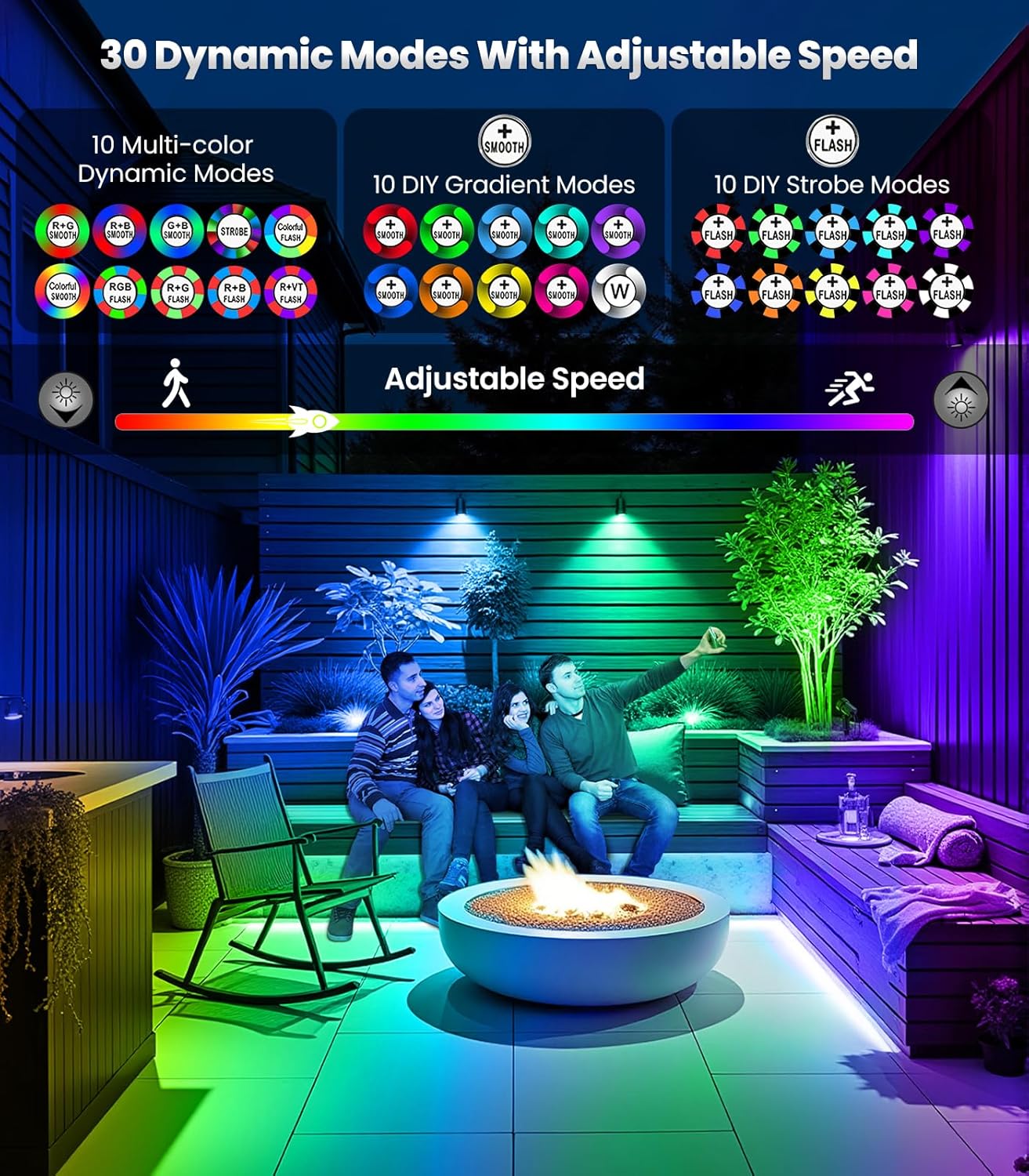 Thumbnail 3 de CLY Faretti Solari a LED da Esterno RGB con telecomando RF e IP66, 10 colori e 30 modalità dinamiche