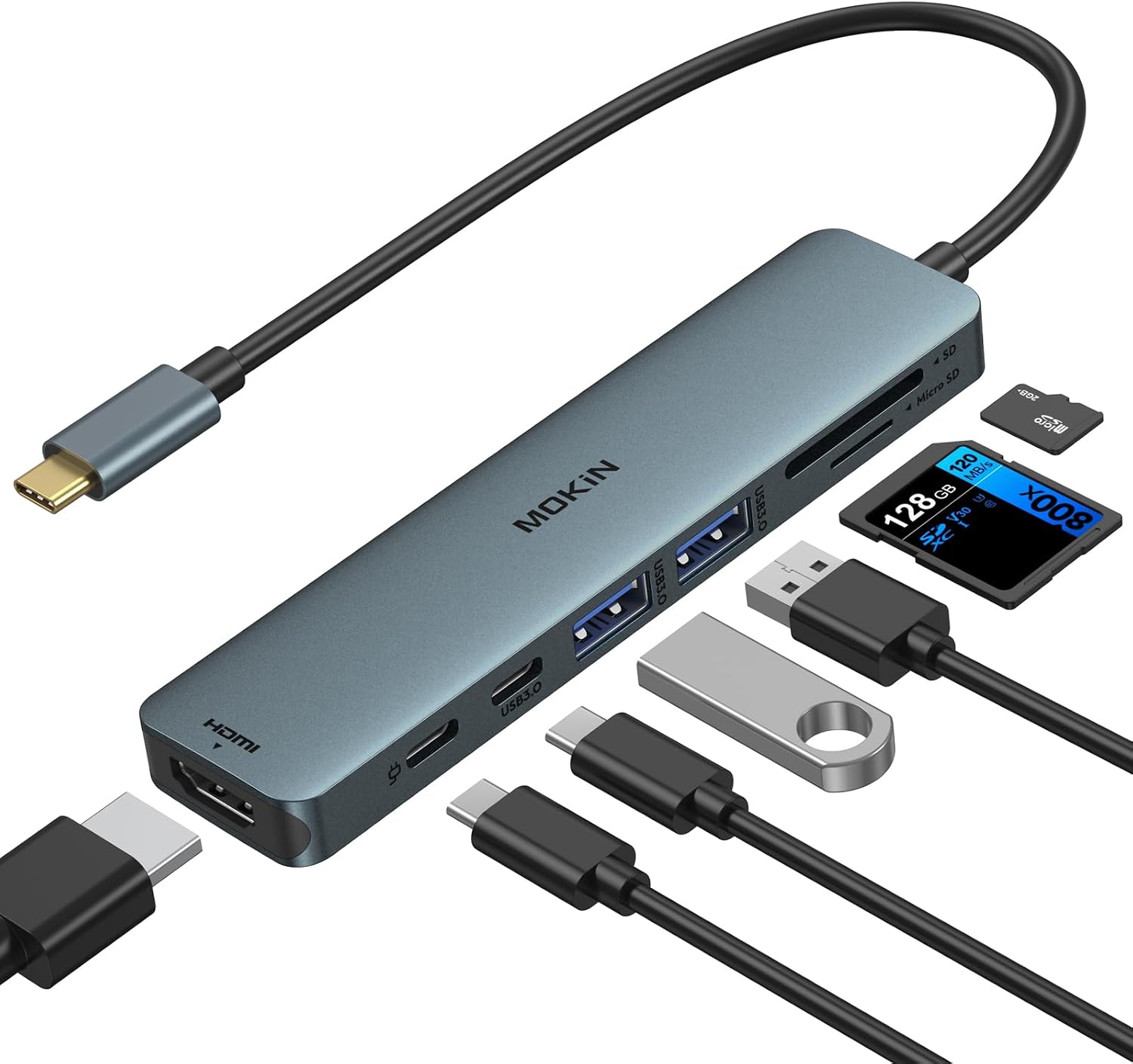 Thumbnail 6 de MOKiN USB-C Hub 7-in-1 (HDMI 4K, 2× USB 3.0, SD/microSD, USB-C PD 100 W) für MacBook, iPad & Co. (lila)