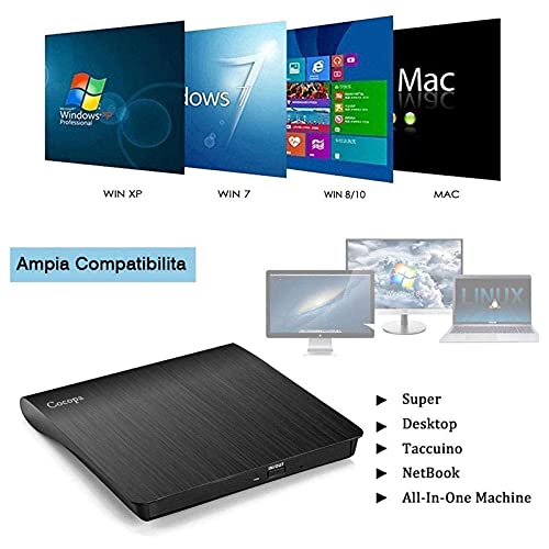 Thumbnail 4 de Cocopa Masterizzatore DVD Esterno: Lettore CD/DVD Portatile Ultra-Slim con USB 3.0