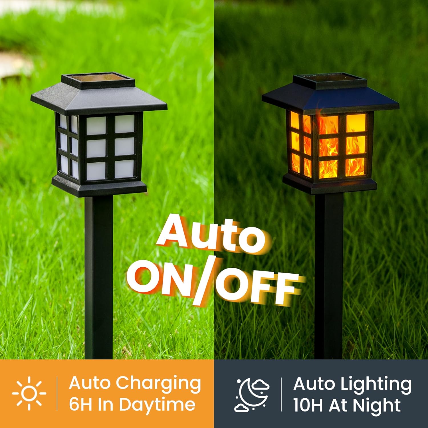 Thumbnail 1 de GIGALUMI Solar Lights Outdoor Garden (12 Pack): Flickering Flame, IP44 Waterproof, Auto On/Off