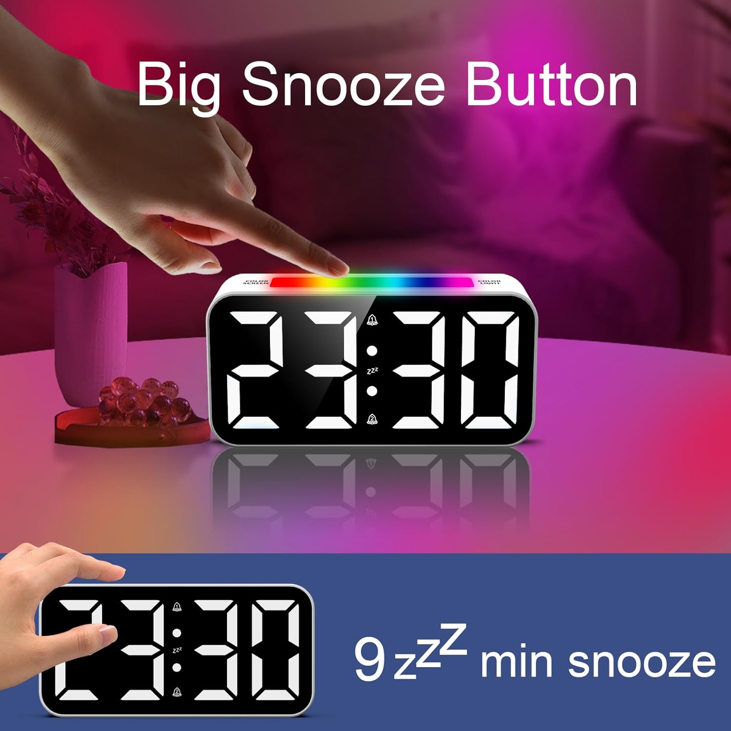 Detalle de Topski 8010 Digital Alarm Clock with Dual Alarms, Dimmable Display and USB Port