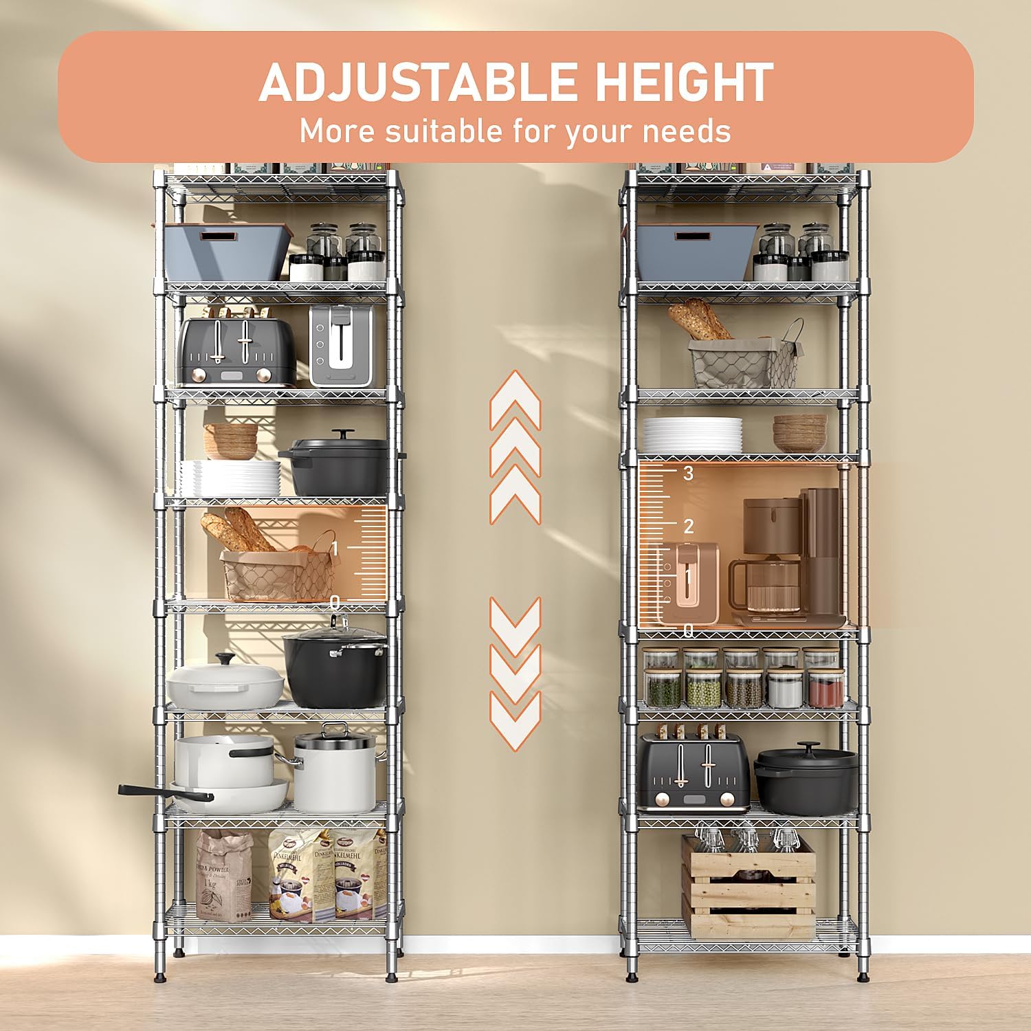 Thumbnail 3 de M MZG 8-Tier Storage Rack: 2000 lbs Capacity, Chrome Wire Shelving