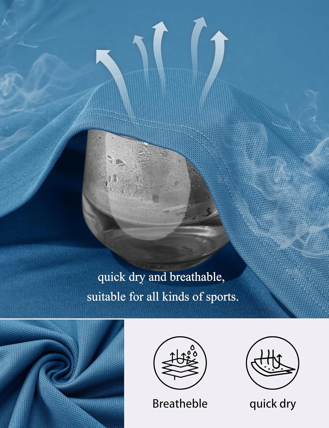 Detalle 2 de KEFITEVD Polo Shirt da Uomo a Maniche Corte per Golf – Flex e Comfort Traspirante