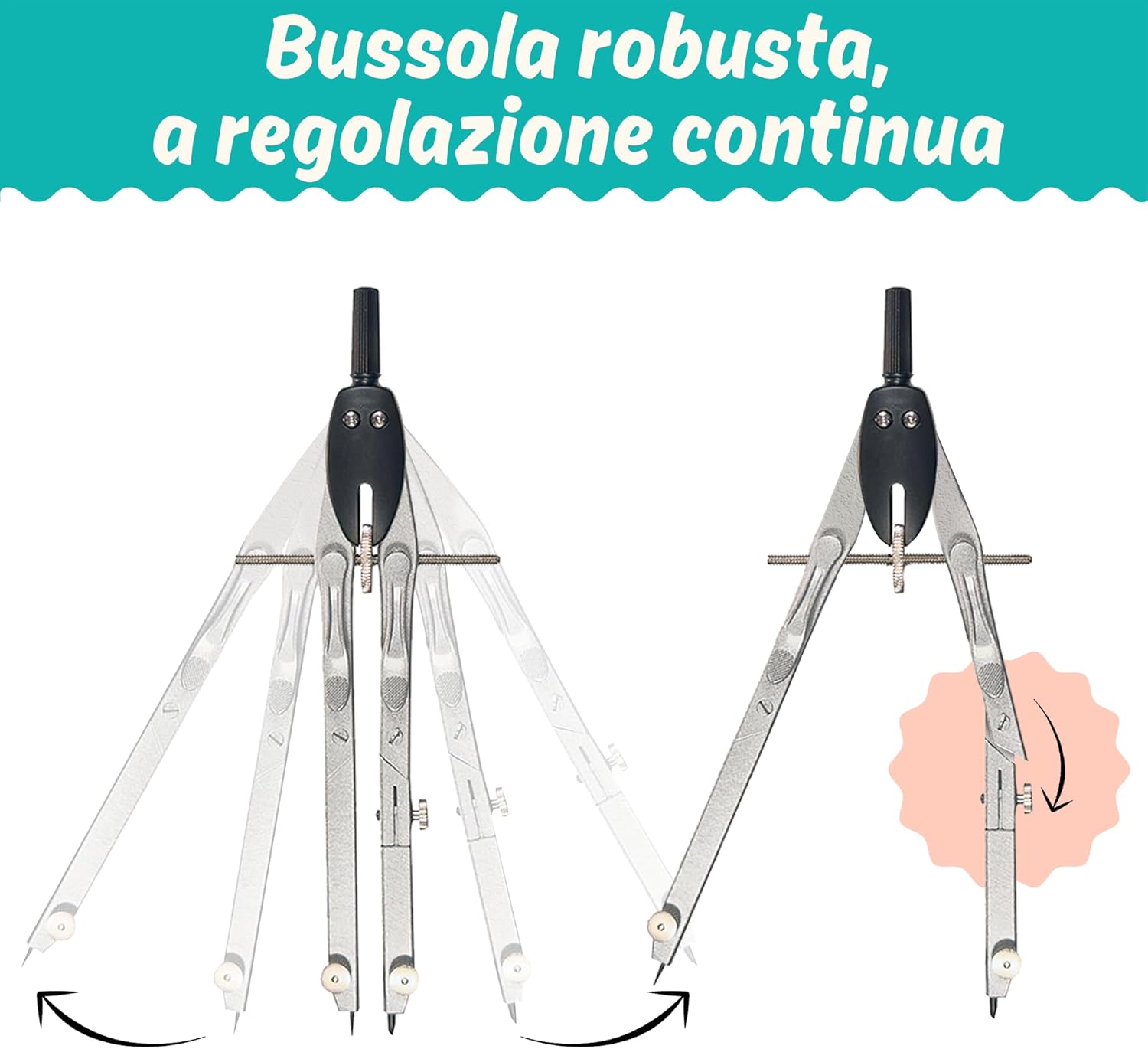 Thumbnail 2 de CALCUSO Set di Geometria PRO in astuccio blu con compasso e goniometro