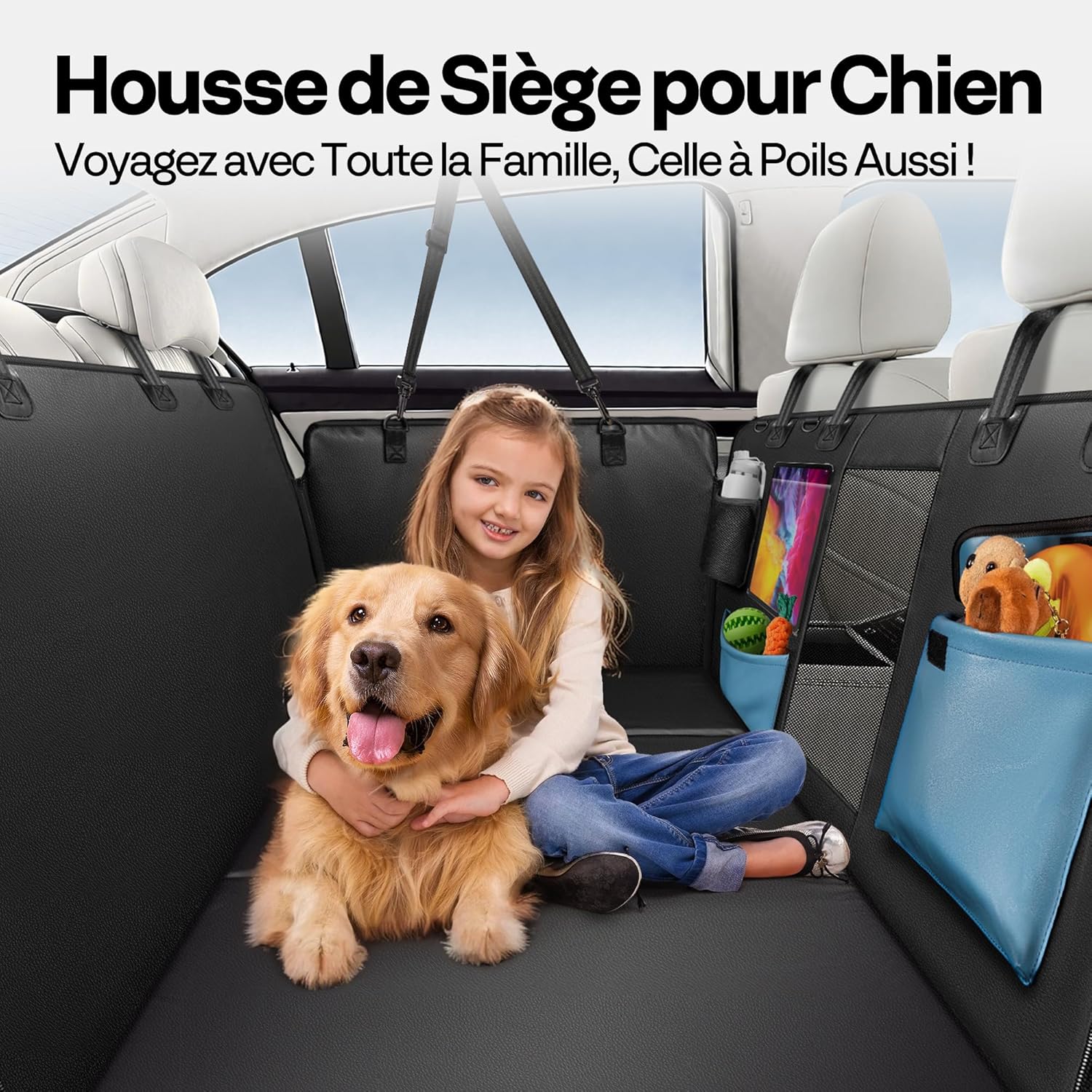 Detalle 2 de MellowMates Couverture pour Chien – Siège arrière SUV et petits camions, protection complète