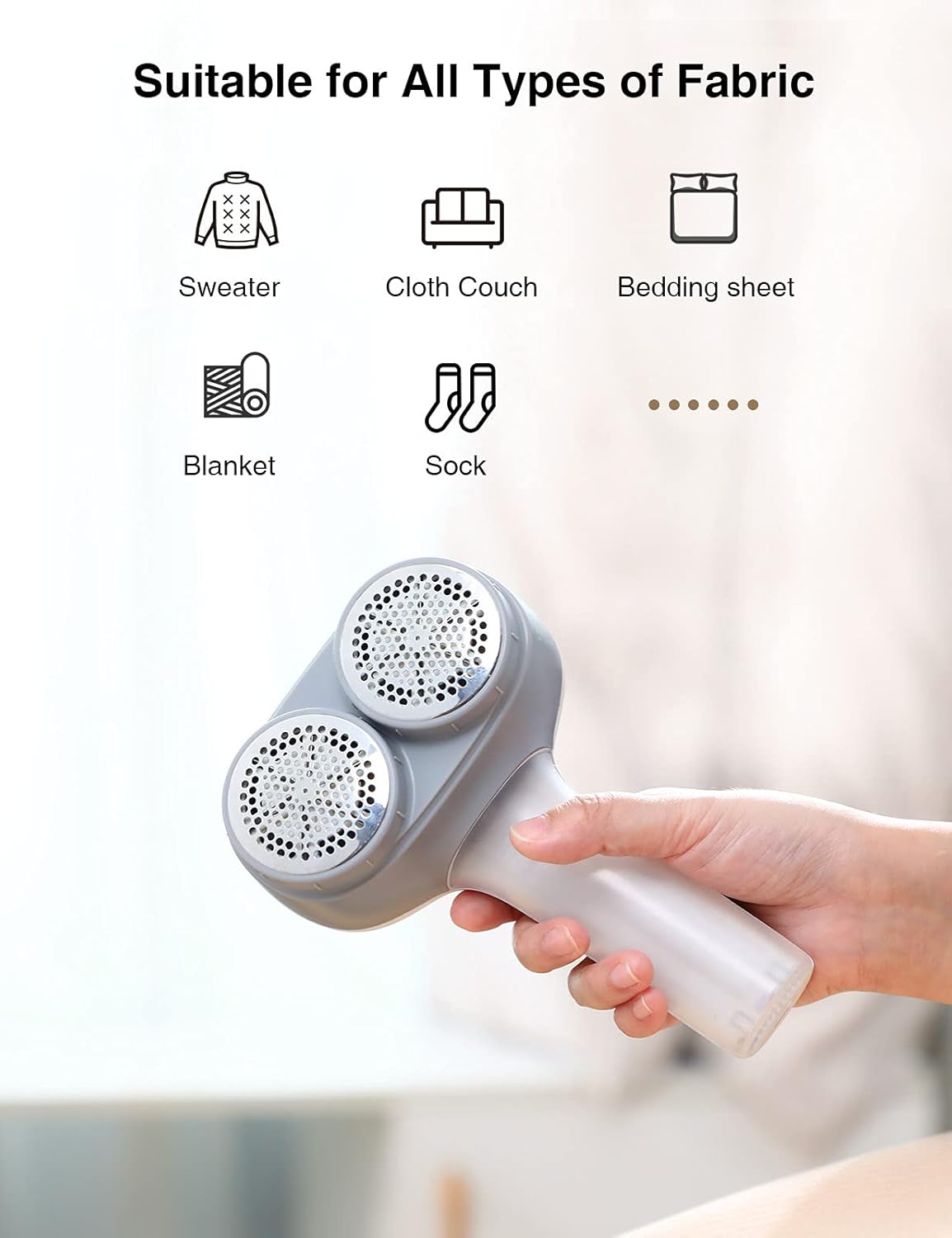 Detalle de VASSON Fabric Shaver: Electric Lint Remover with Dual Heads and Rechargeable Power