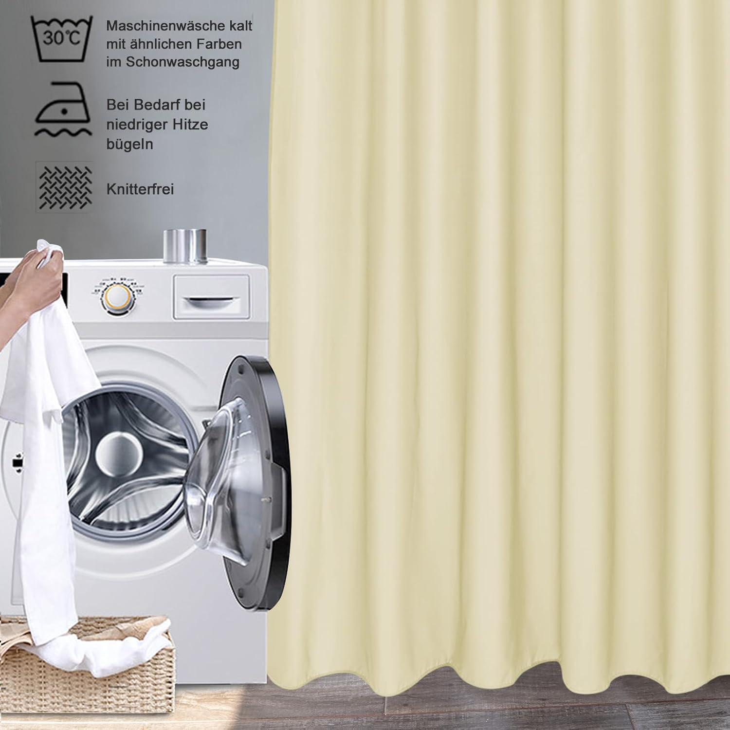 Thumbnail 5 de EurCross Rideau de douche beige 180x200 cm