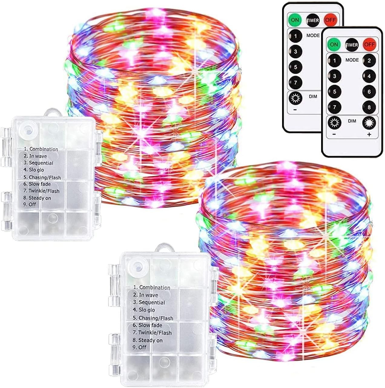 Detalle de AcaJoe JT000130GYCA Fairy Lights, 2-Pack 33 ft, 100 LEDs, 8 Modes