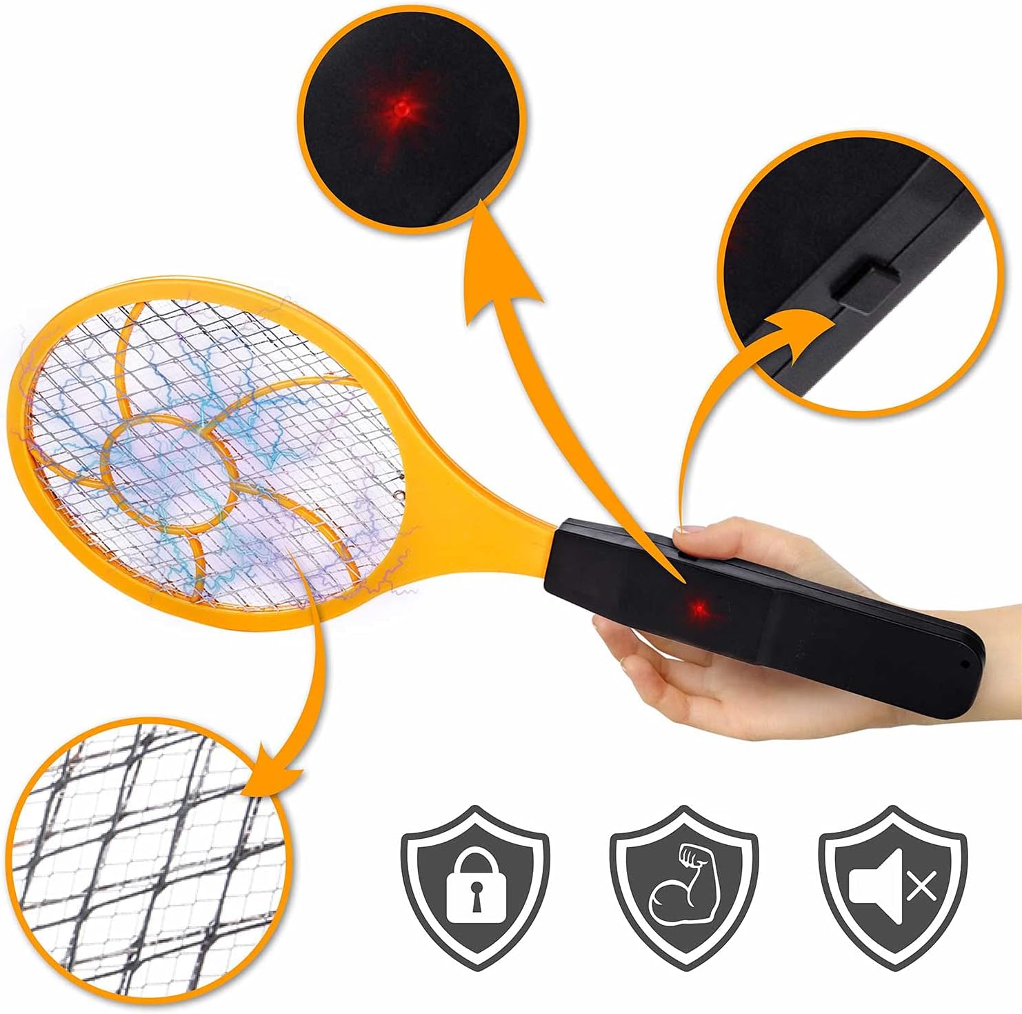 Detalle de GOODS+GADGETS Fly Zapper – Elektrische Fliegenklatsche & Mückenfänger (Set: 3 Stück)
