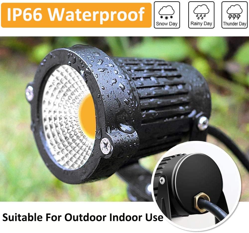 Detalle de ZUCKEO 5W Landscape Lights, 12–24V Warm White LED Spotlights, 8-Pack