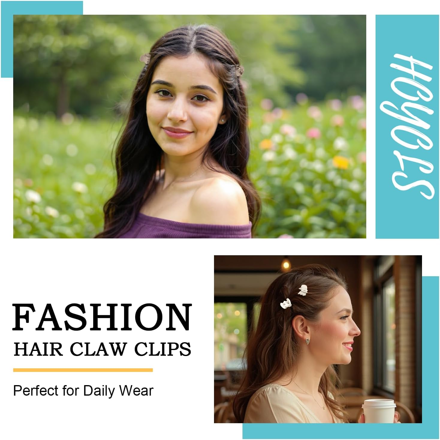 Thumbnail 3 de HOYOLS lot de 35 mini barrettes griffes anti-dérapantes pour cheveux fins et franges
