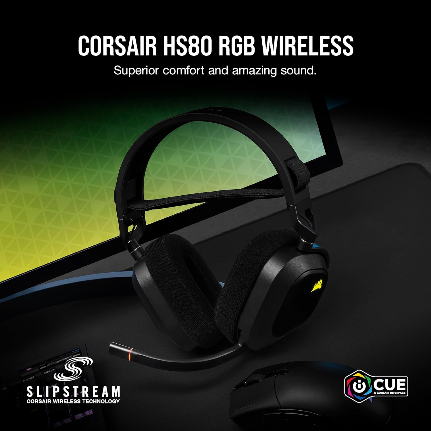 Thumbnail 1 de Corsair HS80 RGB Wireless Multiplatform Gaming Headset (Dolby Atmos, iCUE Compatible) - Black