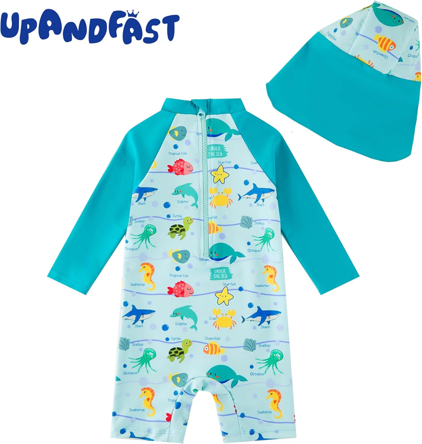 Thumbnail 2 de upandfast Baby Badeanzug mit Sonnenhut UPF 50+ (mit Reißverschluss-Garage) – Bademode für Babys