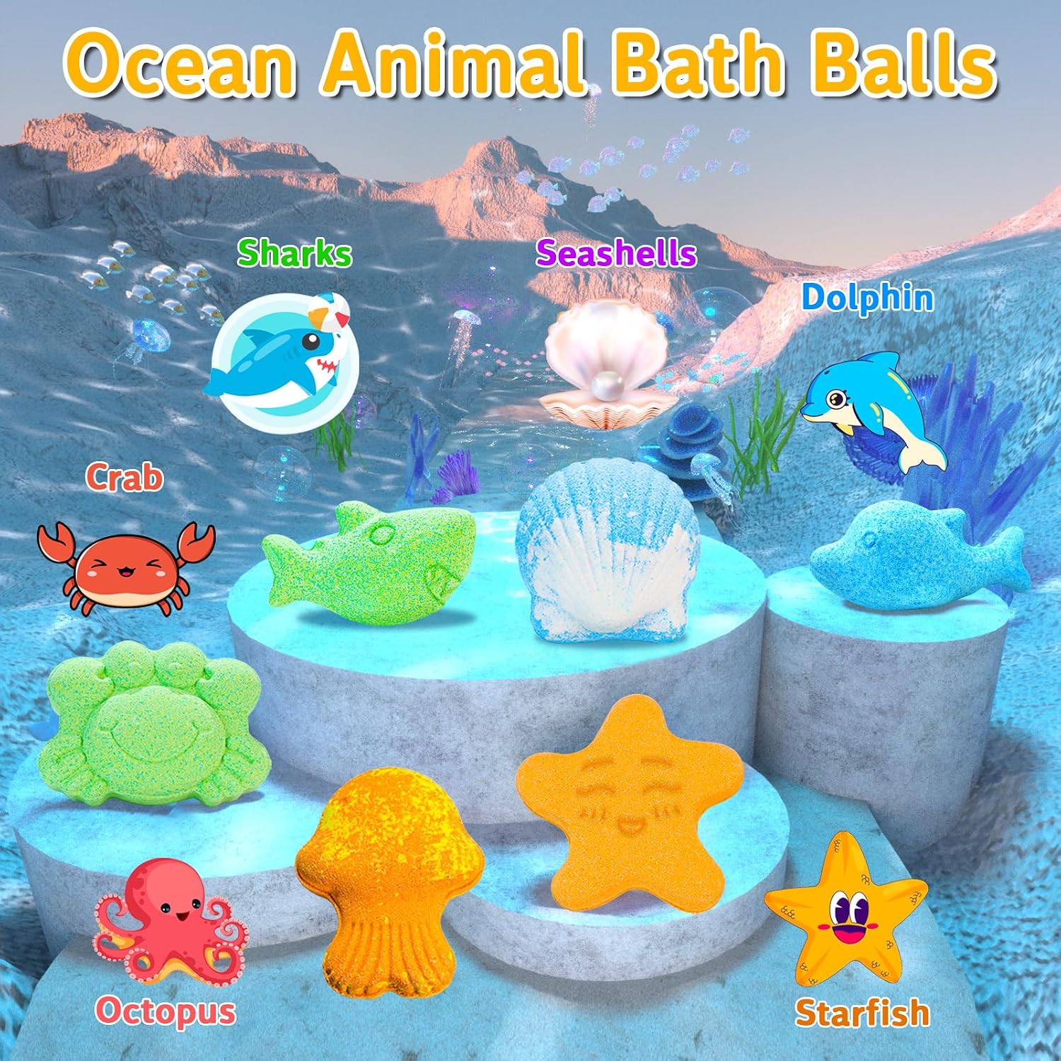 Detalle 2 de HEYMKGO Bath Bombs Gift Set (8 pcs) with essential oil scents and bubble love stick