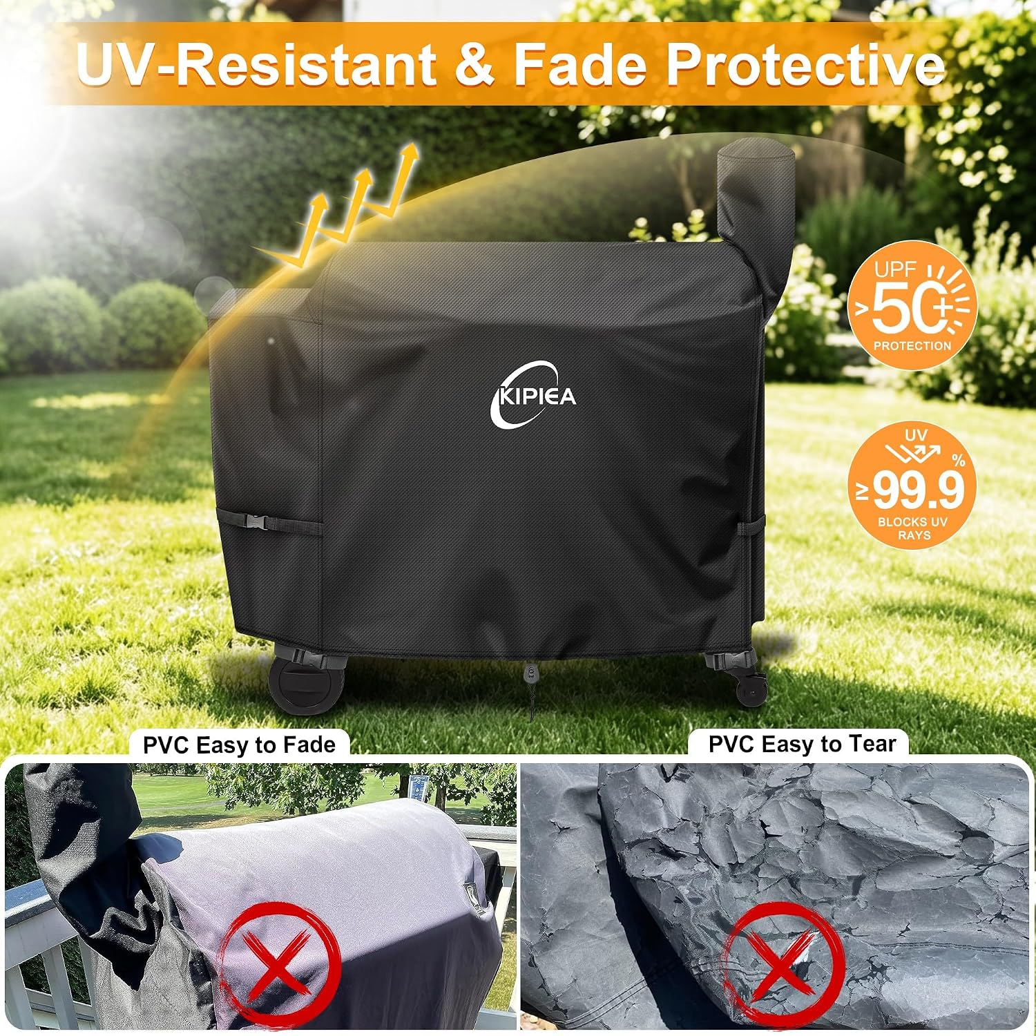 Detalle 2 de Kipiea 53"W X 22"D X 54"H BBQ Cover for Traeger Pro 34 & 780, 500D Oxford