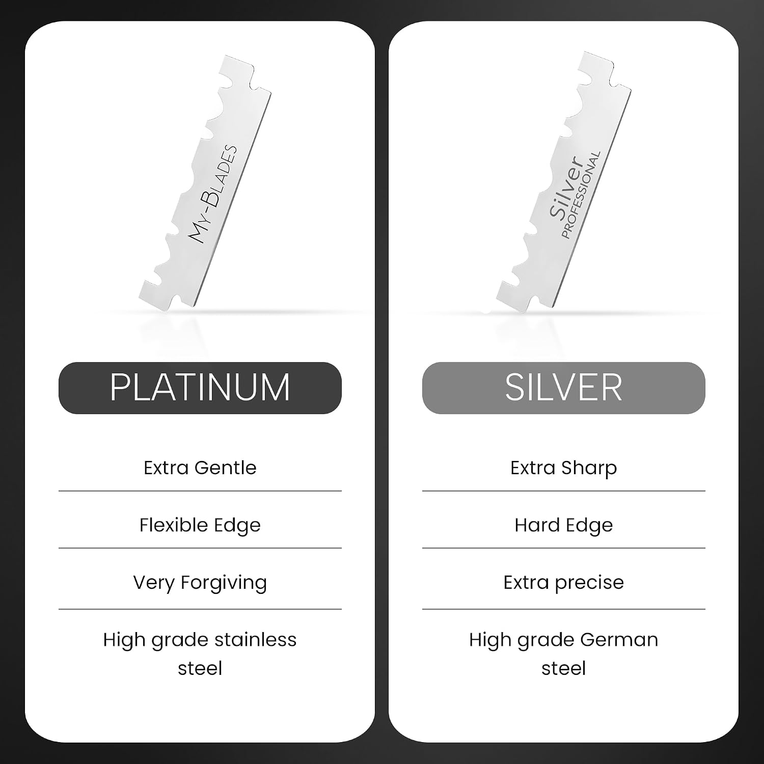 Detalle de My-Blades Platinum -100 monolame: rasatura di lusso sostenibile per pelli sensibili