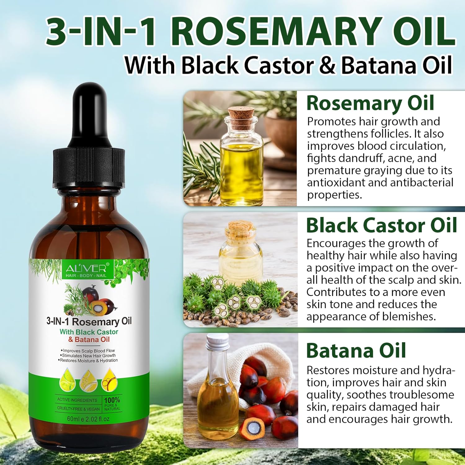 Detalle de CUZZYDUNJYNN Olio di Rosmarino 3 in 1 60 ml