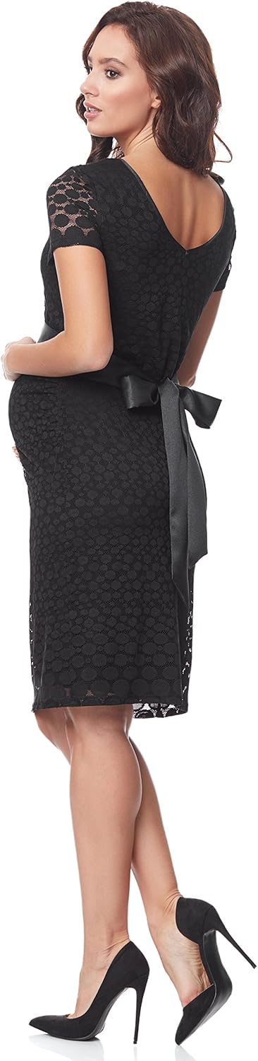 Thumbnail 1 de Robe de grossesse Be Mammy en dentelle, manches courtes, ceinture satin (BE20-208) – idéale pour une soirée