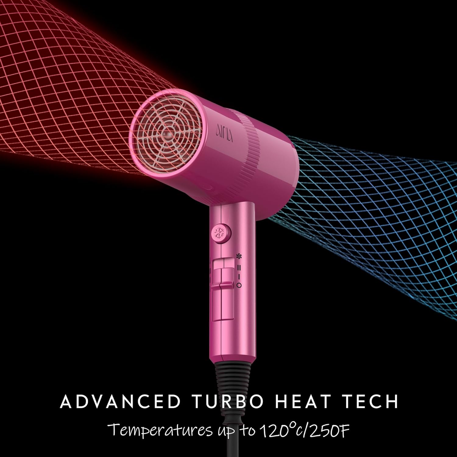 Thumbnail 3 de AINA Hair Dryer with Diffuser (110V) – Ionic Ceramic Blow Dryer in Neon Pink with Cold Shot & Turbo Heat