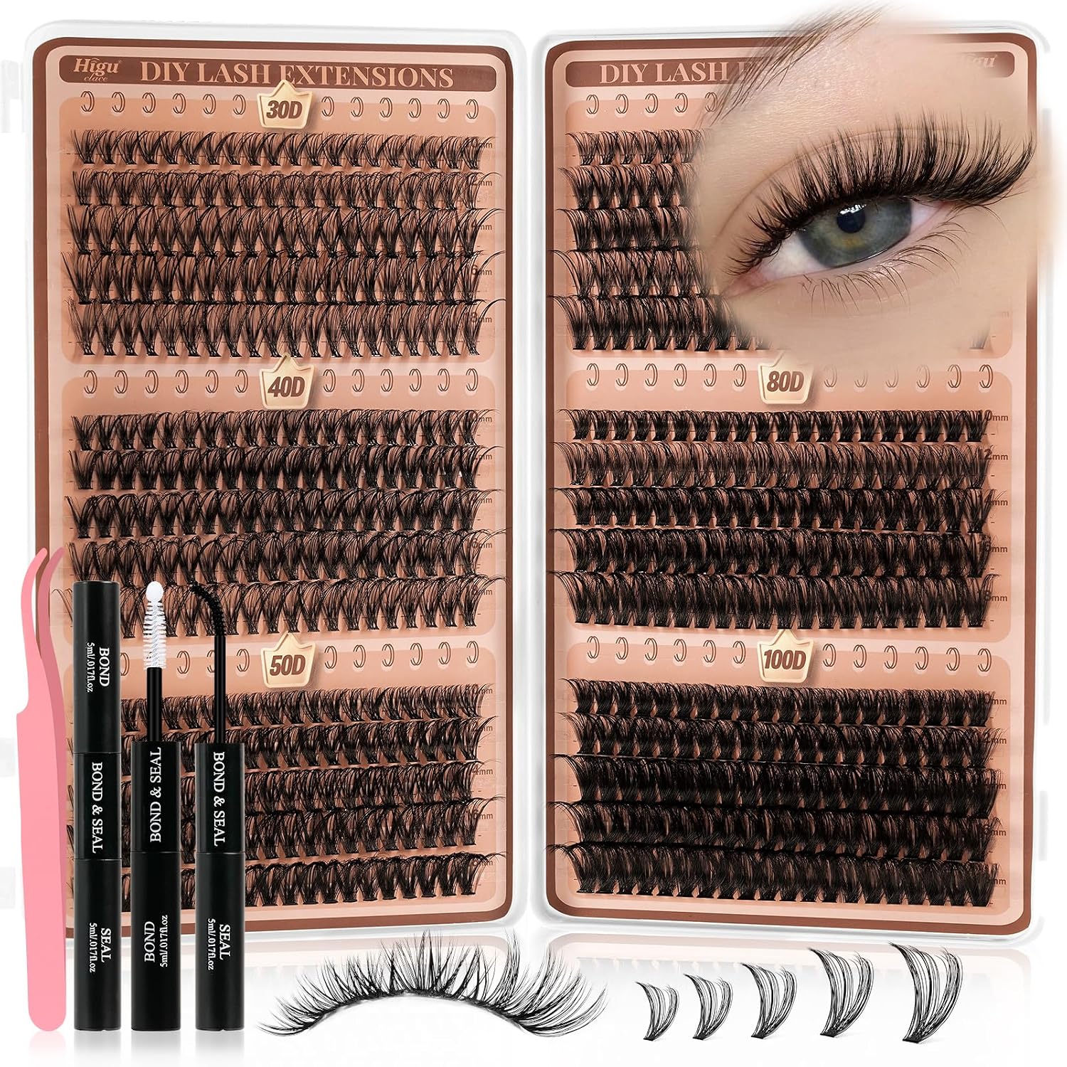Detalle de Higu clace Wimpern-Extensions Set mit 580 Stück