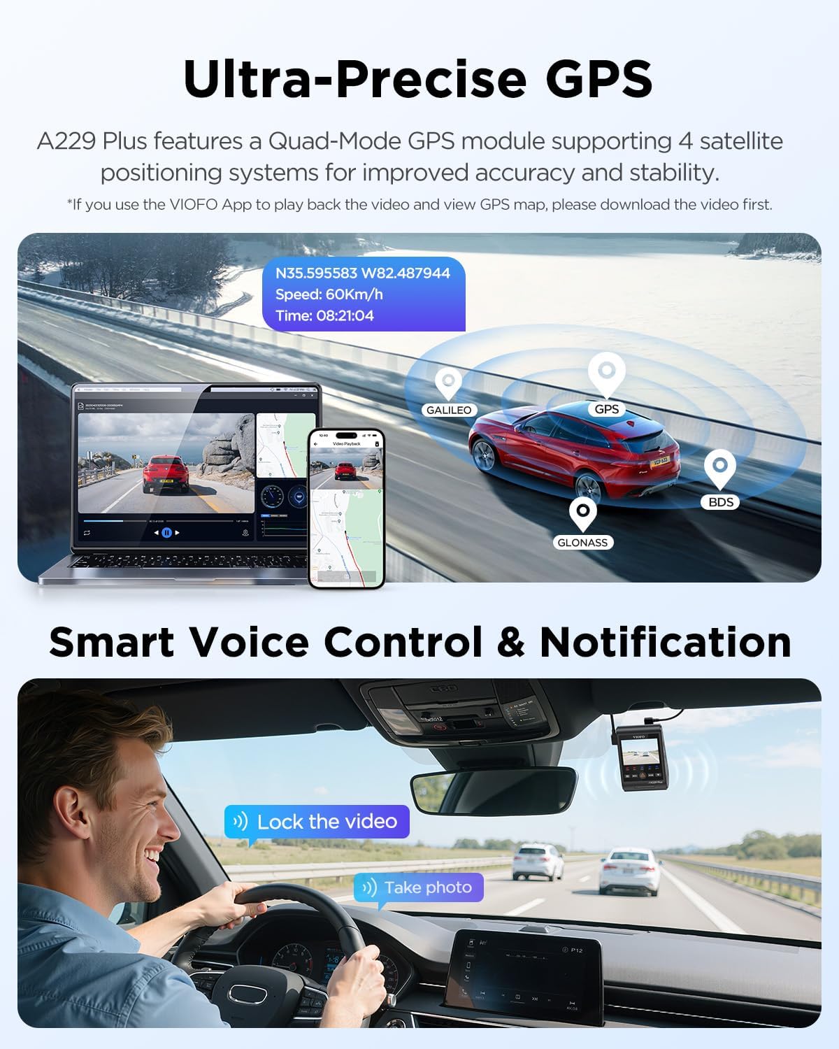 Thumbnail 5 de VIOFO A229 Plus 2-Channel Dash Cam, 1440p Front and Rear, HDR, 5GHz Wi-Fi