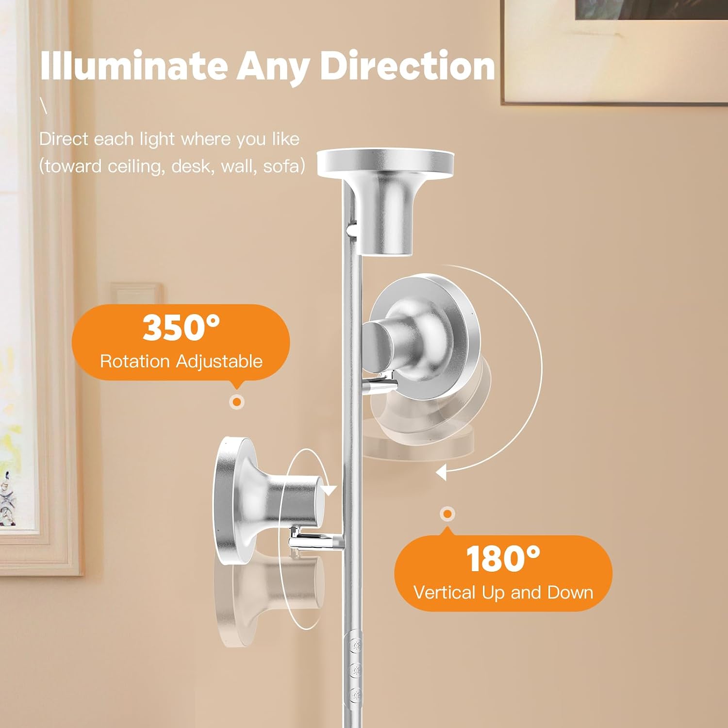 Detalle 2 de SIBRILLE FLH-036-F1 36W LED Tree Floor Lamp, Dimmable with Remote and Touch Control