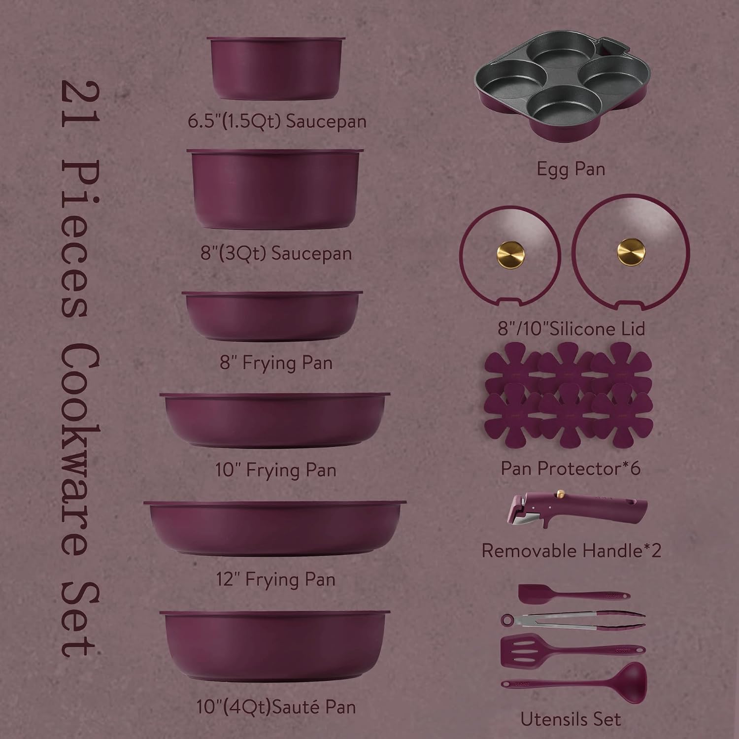 Thumbnail 1 de CAROTE 21pcs Pots and Pans Set