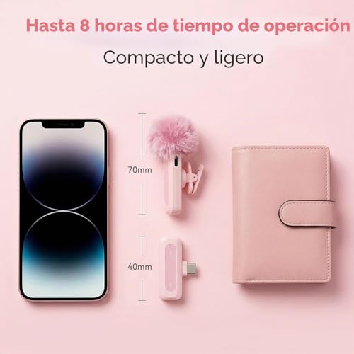 Thumbnail 6 de kinmaizi Mini Micrófono Inalámbrico de Solapa Rosa para Móvil