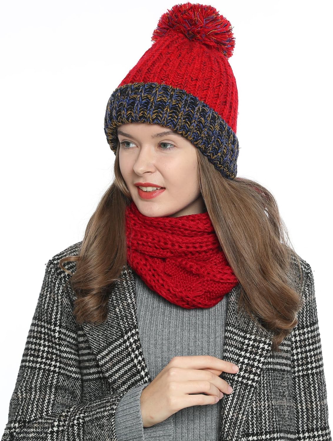 Thumbnail 3 de DonDon Bonnet d'hiver avec Pompon pour Dames — Doux, Chaud et Doublé
