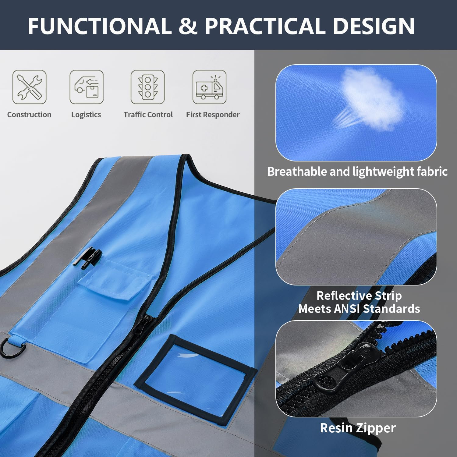 Thumbnail 2 de YUANVEST Hi Vis Vest 5 Pockets