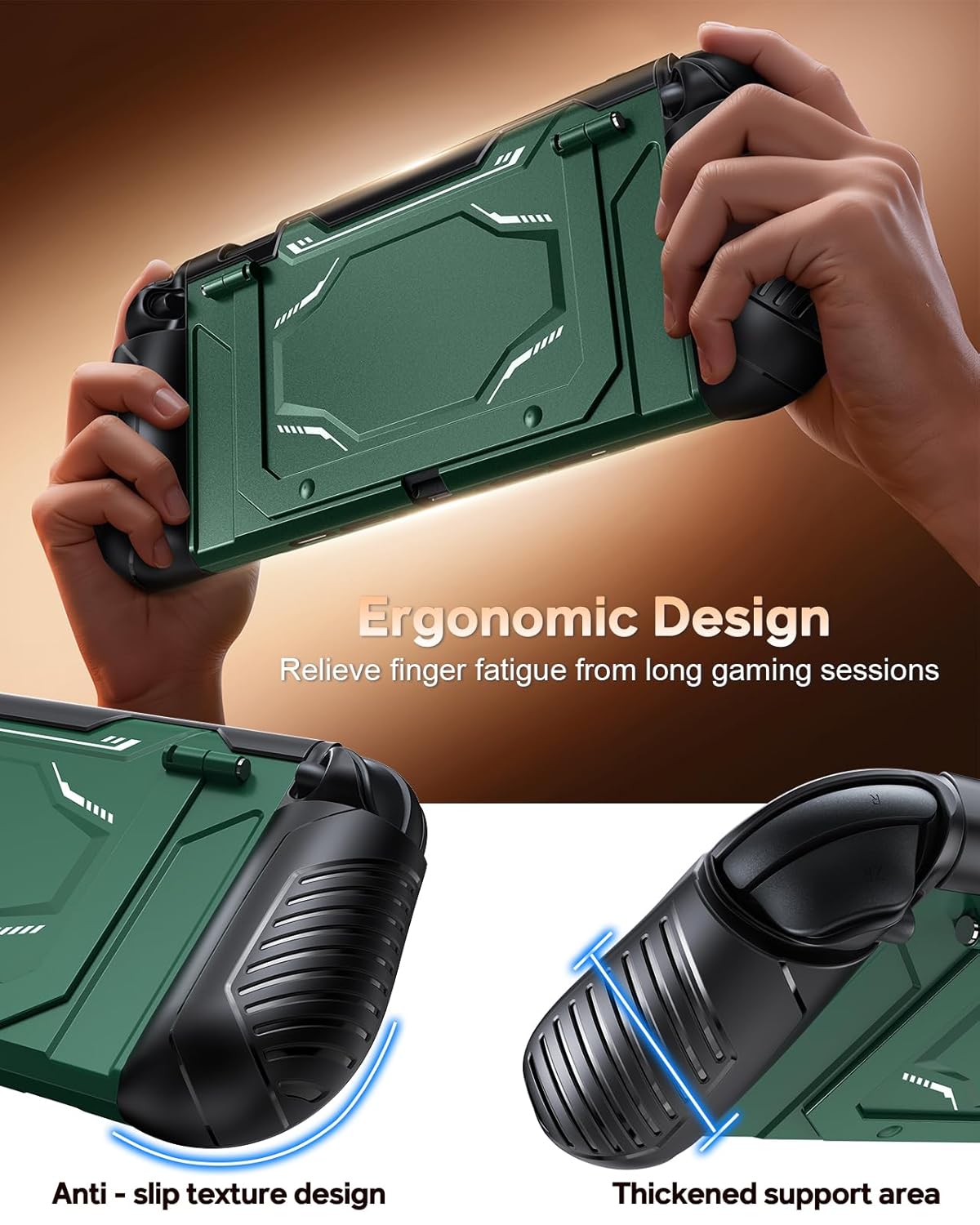 Detalle de Schutz in Militärqualität FYOUNG Dockable Hülle für Nintendo Switch 2 (2025) – Grün