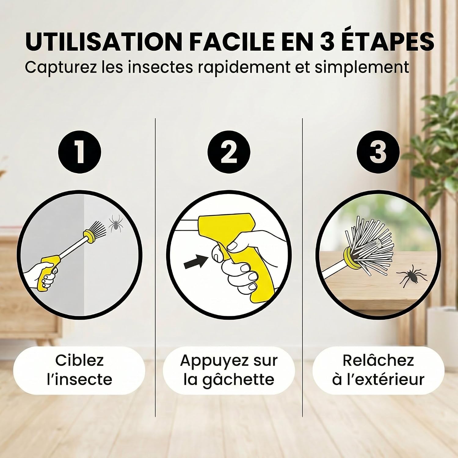 Detalle de Attrapeur d'araignées Spider-Catcher – Pince d'environ 60 cm pour une élimination douce et sans contact
