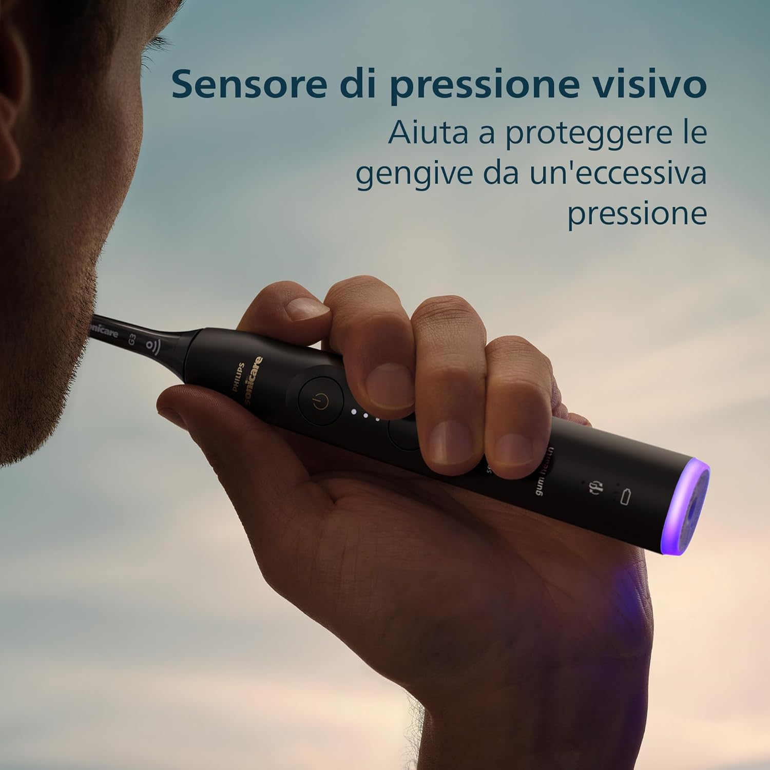 Detalle 2 de Philips Sonicare 7100: spazzolino sonico con app, 4 modalità, 3 intensità e avviso di pressione – confezione da 2