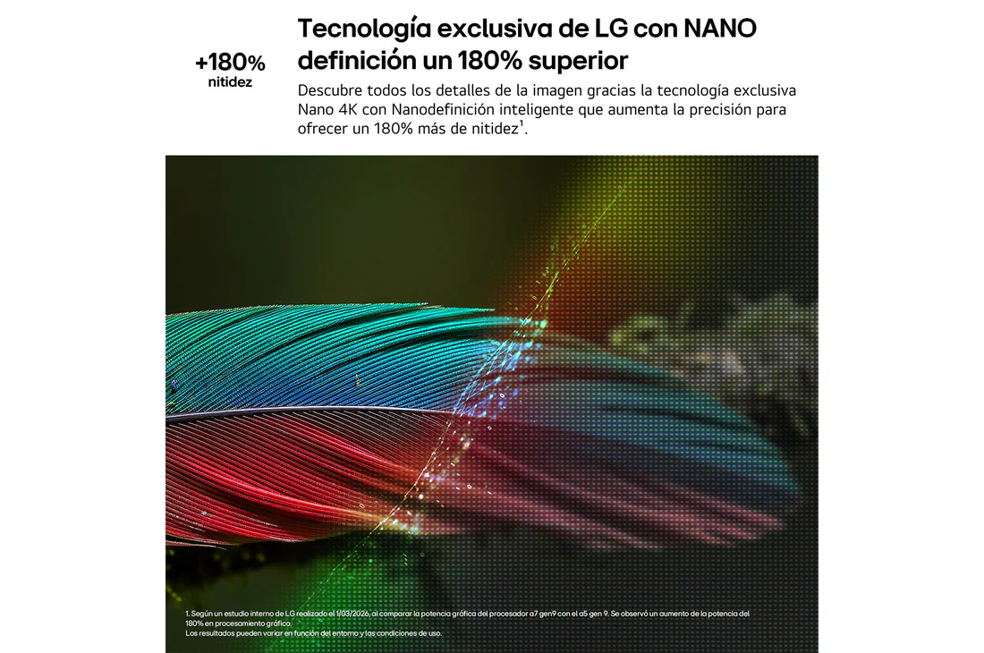 Detalle 2 de LG NANO 4K UHD AI NU90 de 98'' (98NU900B6LB) con Copilot, 144 Hz y webOS 26 IA