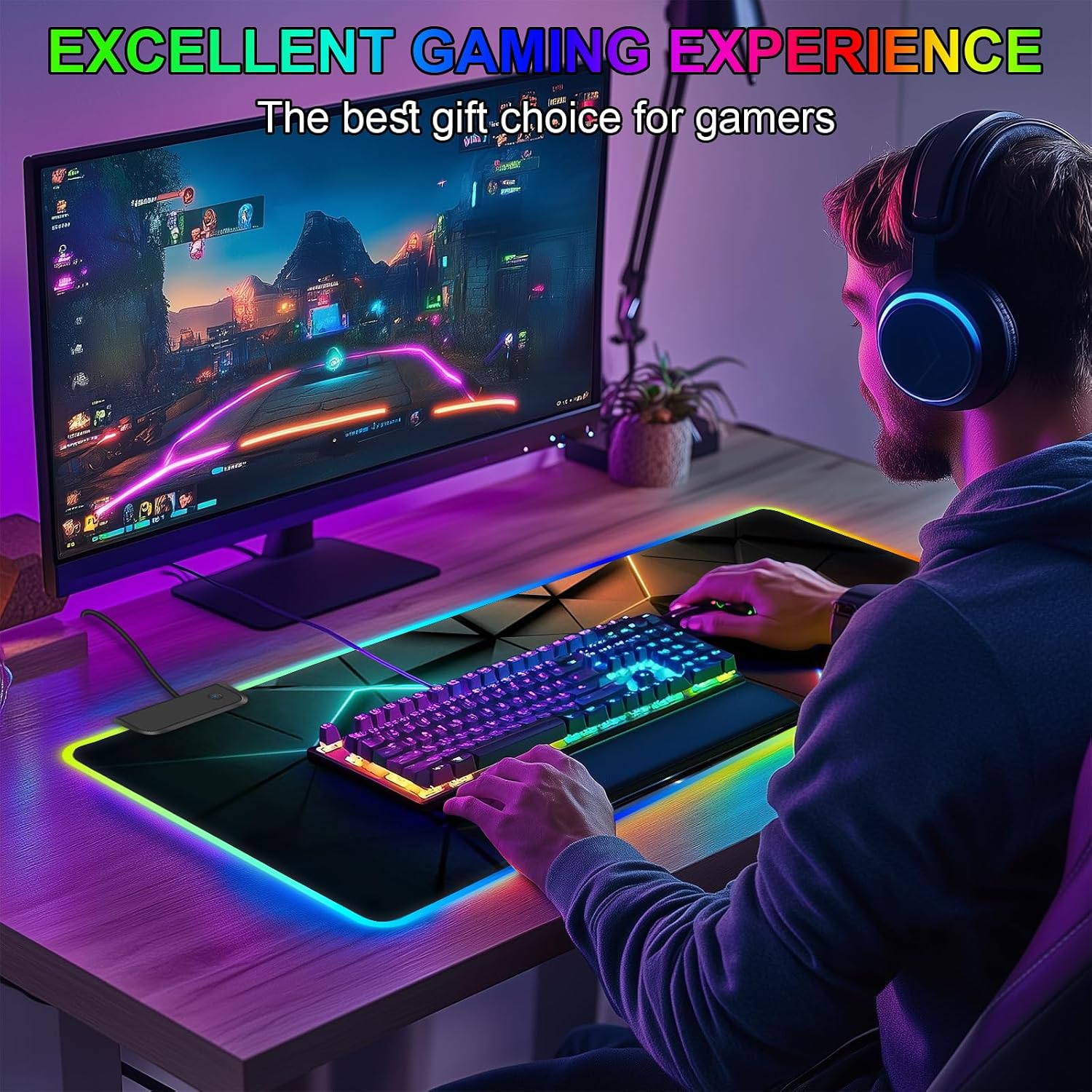 Thumbnail 6 de RGB Mouse Mat: Large 80x30 cm LED Gaming Mouse Pad with 13 Light Modes