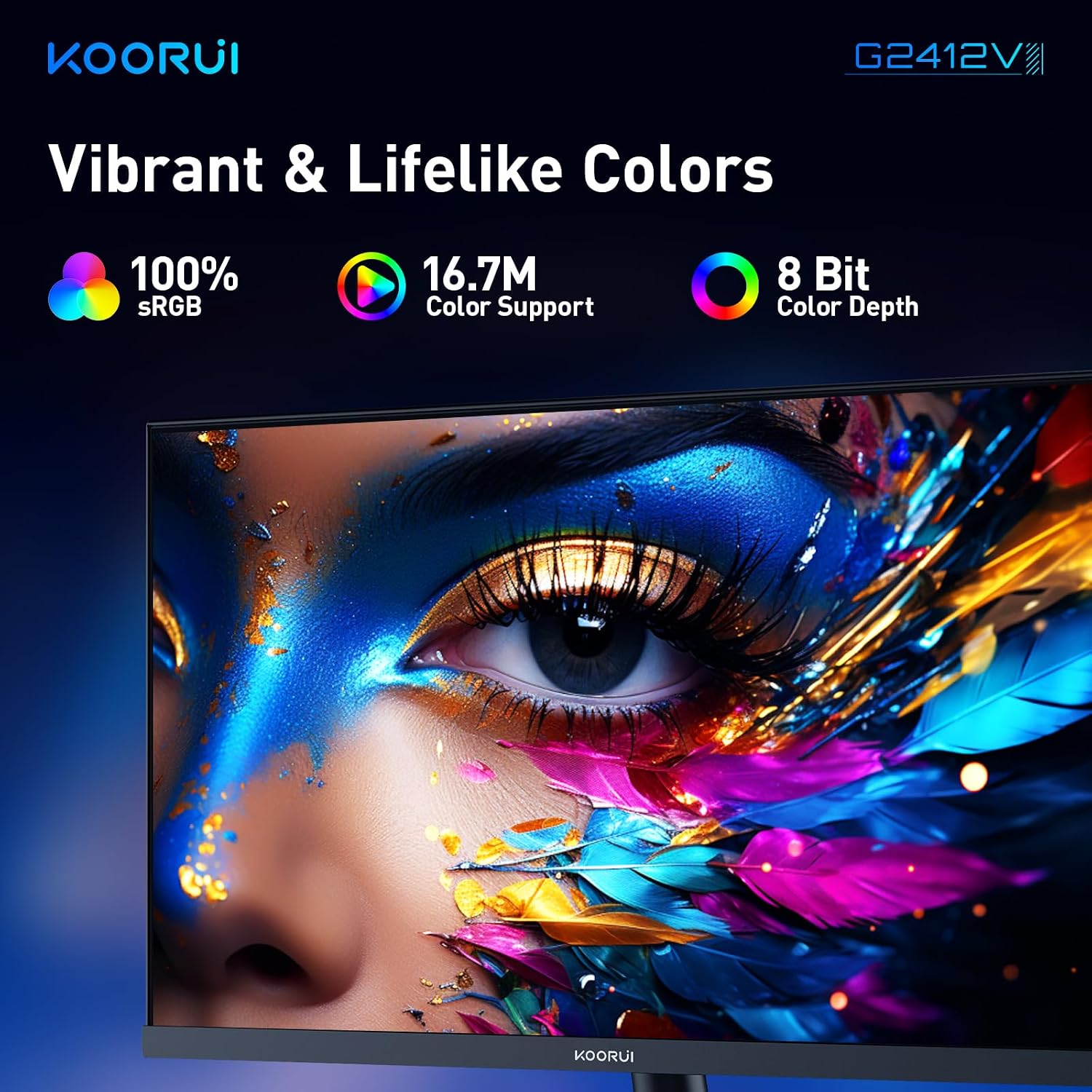 Thumbnail 4 de KOORUI 24" Gaming Monitor (240Hz, 1ms) with FHD HDR400, VA Panel, Adaptive Sync, HDMI 2.0 + DP 1.4