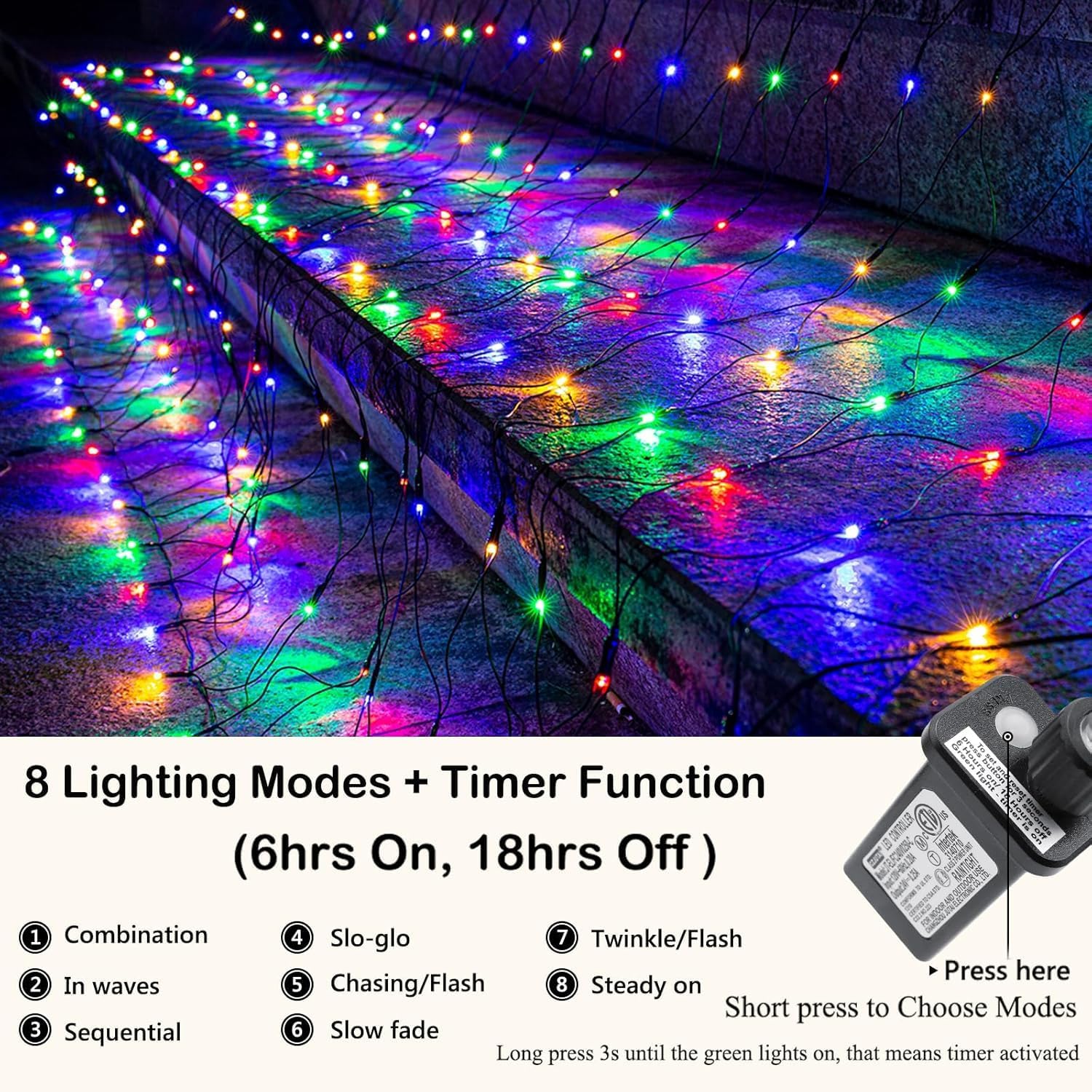Detalle 2 de Joomer Christmas Net Lights 12 ft x 5 ft